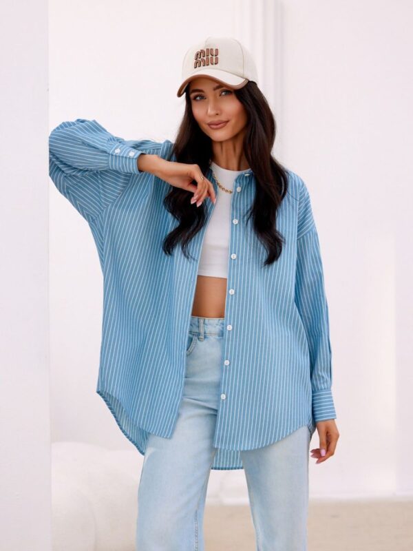 Koszula Damska Model Olly BLU0198-A27 Blue - Roco Fashion - obrazek 2