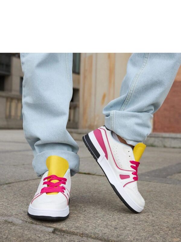 Biało-różowe sneakersy z żółtym językiem Archie - Solea - obrazek 3