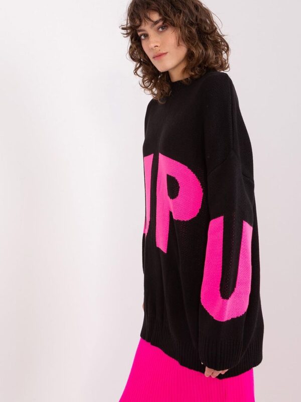 Sweter Damski Model BA-SW-8060.05P Black/Pink - Badu - obrazek 3
