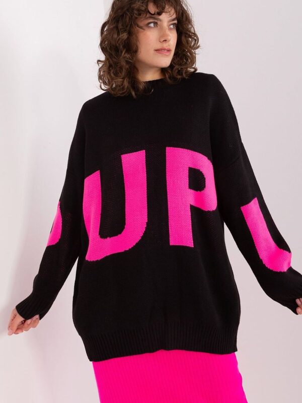 Sweter Damski Model BA-SW-8060.05P Black/Pink - Badu - obrazek 4