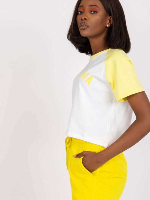 T-shirt Damski Model FA-TS-7708.44 White/Yellow - Fancy - obrazek 2