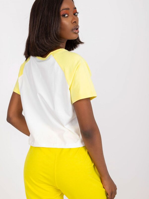 T-shirt Damski Model FA-TS-7708.44 White/Yellow - Fancy - obrazek 3