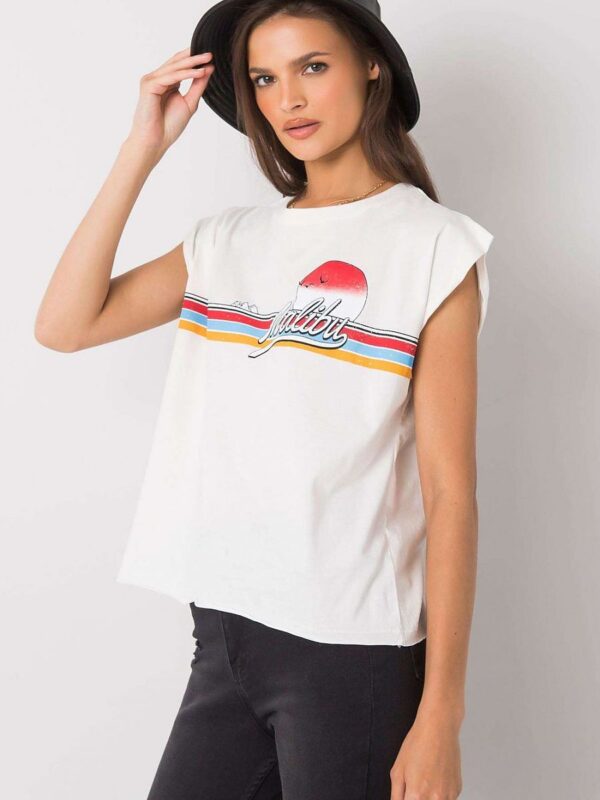 Tshirt Damski Model FA-BZ-7139.73P Ecru - Fancy - obrazek 2