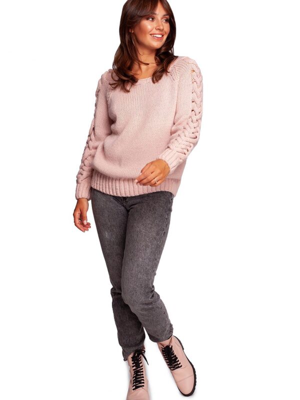Sweter Damski Model BK090 Powder Pink - BE Knit - obrazek 2