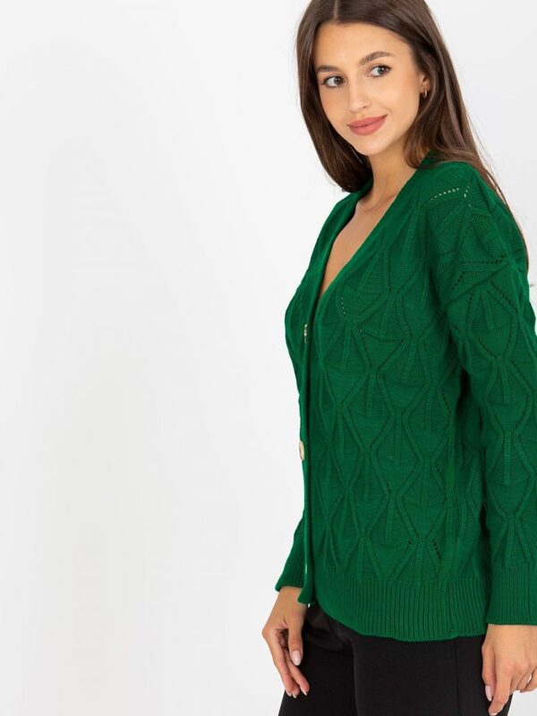 Sweter Kardigan Model LC-SW-8035.06X Dark Green - Rue Paris - obrazek 3