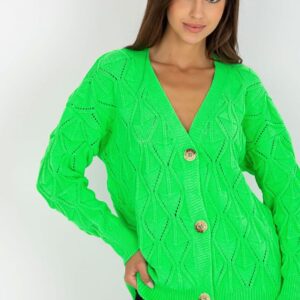 Sweter Kardigan Model LC-SW-8035.06X Fluo Green - Rue Paris