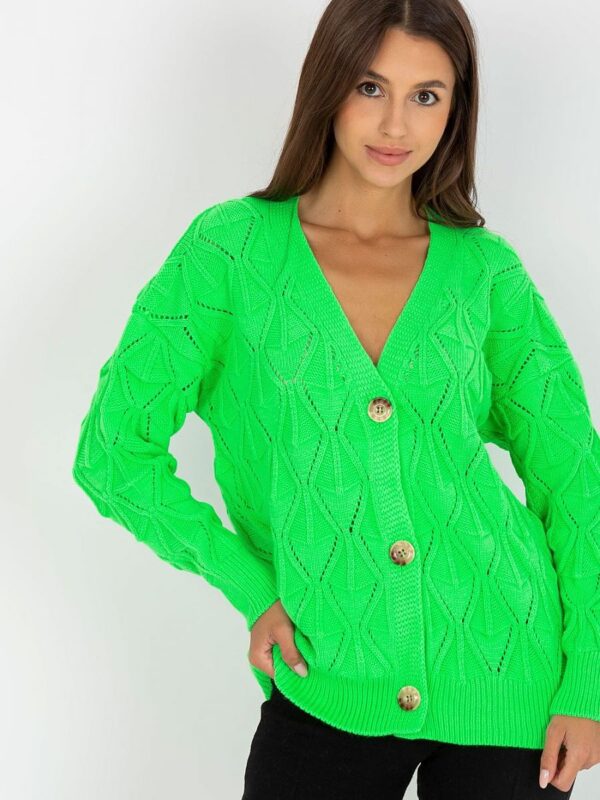 Sweter Kardigan Model LC-SW-8035.06X Fluo Green - Rue Paris