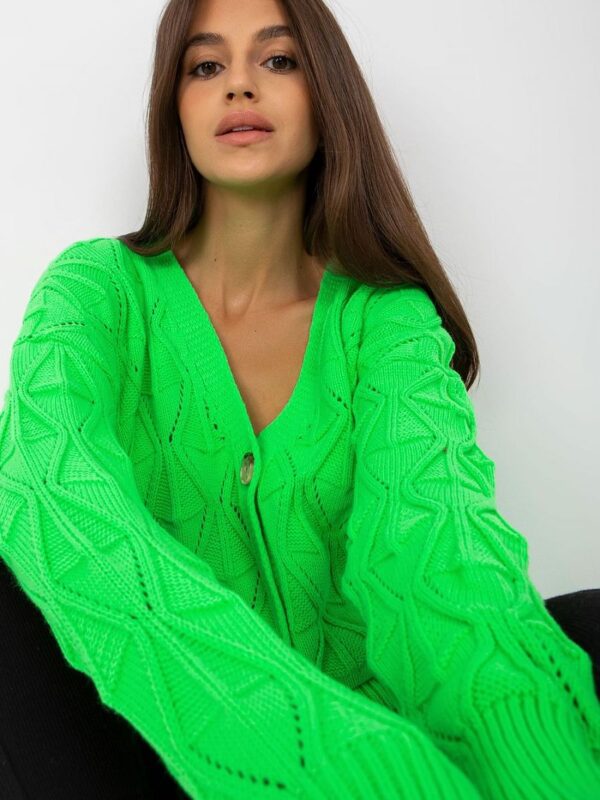 Sweter Kardigan Model LC-SW-8035.06X Fluo Green - Rue Paris - obrazek 2