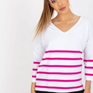 Bluzka Model RV-BZ-8008.63 White/Pink - Rue Paris