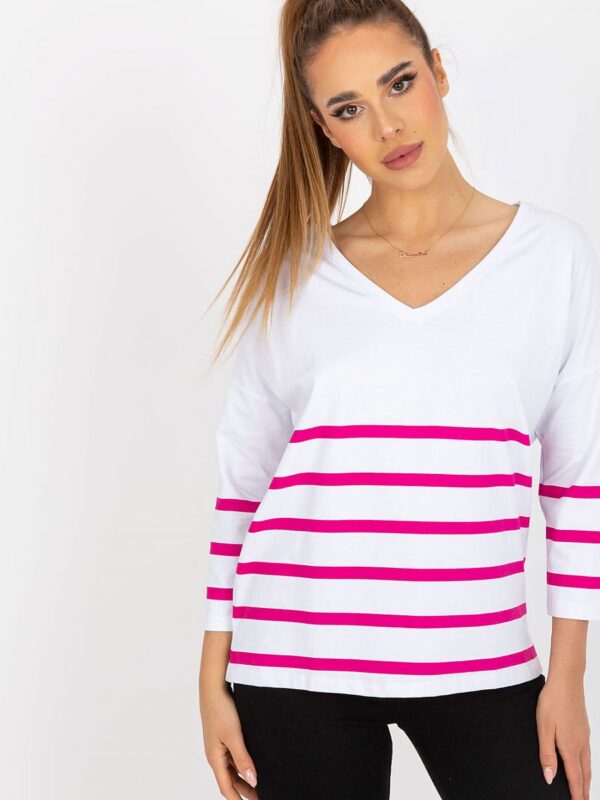 Bluzka Model RV-BZ-8008.63 White/Pink - Rue Paris