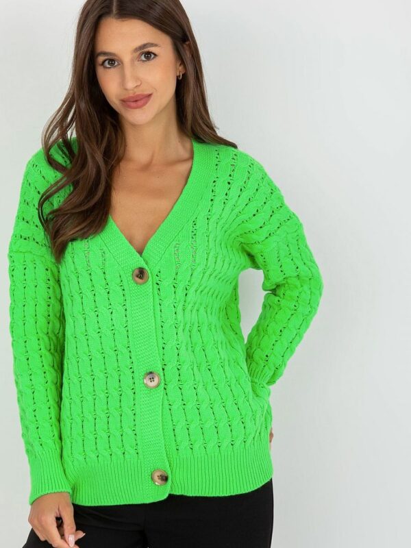 Sweter Kardigan Model LC-SW-8036.74P Fluo Green - Rue Paris