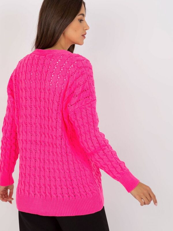Sweter Kardigan Model LC-SW-8036.74P Fluo Pink - Rue Paris - obrazek 2