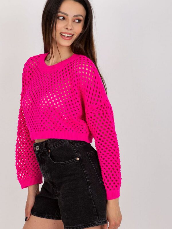 Sweter Damski Model BA-SW-9008.35P Fluo Pink - Badu - obrazek 3